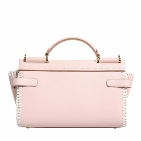 Dolce & Gabbana Sicily Crochet Trim Satchel Women Pink Crossbody Bags