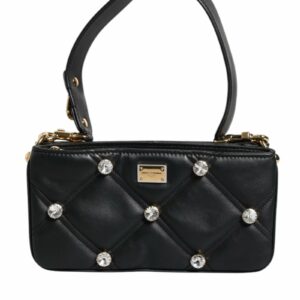 Dolce & Gabbana CrystalEmbellished Quilted Shoulder Bag Women Black ONE SIZE Black