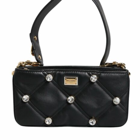 Dolce & Gabbana CrystalEmbellished Quilted Shoulder Bag Women Black ONE SIZE Black