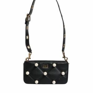 Dolce & Gabbana Sicily Quilted Pearl Shoulder Bag Women Black ONE SIZE Black