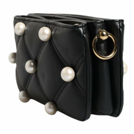 Dolce & Gabbana Sicily Quilted Pearl Shoulder Bag Women Black