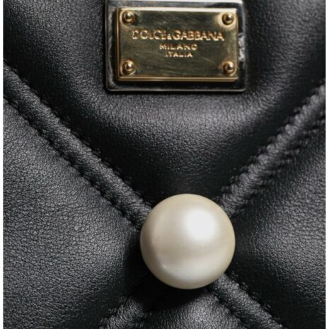 Dolce & Gabbana Sicily Quilted Pearl Shoulder Bag Women Black
