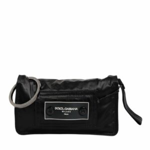 Dolce & Gabbana Fabric Logo Two Way Clutch Crossbody Bag ONE SIZE Black