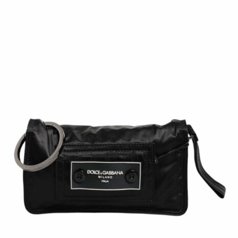 Dolce & Gabbana Fabric Logo Two Way Clutch Crossbody Bag ONE SIZE Black