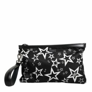 Dolce & Gabbana Star Print Nylon Clutch Women Black And White Clutch Bags ONE SIZE Black And White