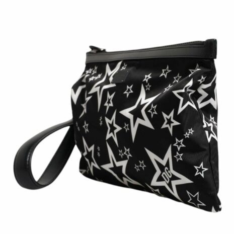 Dolce & Gabbana Star Print Nylon Clutch Women Black And White Clutch Bags