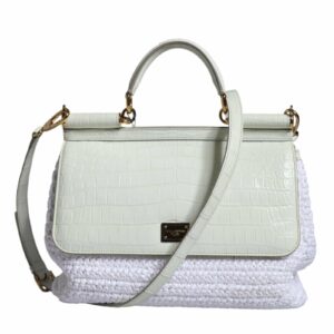 Dolce & Gabbana Raffia Leather Crossbody Bag with Gold-Tone Hardware