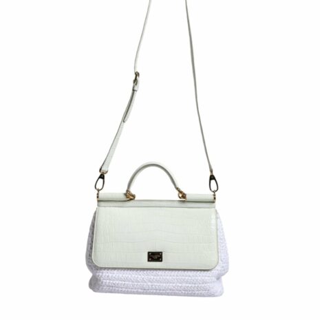 Dolce & Gabbana Raffia Leather Crossbody Bag with Gold-Tone Hardware