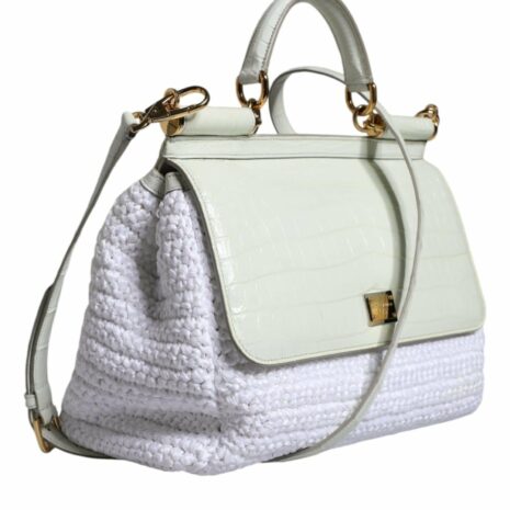 Dolce & Gabbana Raffia Leather Crossbody Bag with Gold-Tone Hardware
