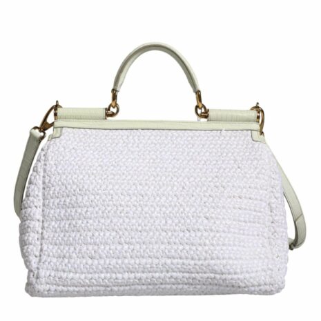 Dolce & Gabbana Raffia Leather Crossbody Bag with Gold-Tone Hardware