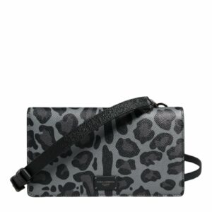 Dolce & Gabbana Sicily Leopard Print Crossbody Bag ONE SIZE Black and Gray