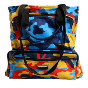 Dolce & Gabbana Camouflage Nylon Shopping Tote Bag with Silver Hardware ONE SIZE Multicolor