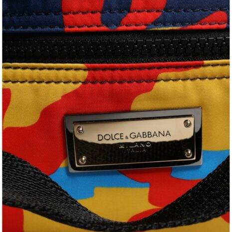 Dolce & Gabbana Camouflage Nylon Shopping Tote Bag with Silver Hardware