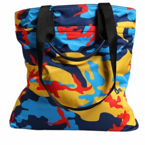 Dolce & Gabbana Camouflage Nylon Shopping Tote Bag with Silver Hardware