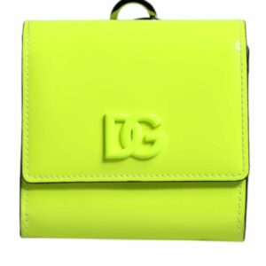Dolce & Gabbana Bifold Leather Cardholder Wallet with Neck Strap ONE SIZE Green