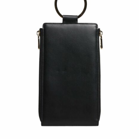 Dolce & Gabbana Leather Logo Plaque Neck Strap Card Coin Wallet with Zipper Closure