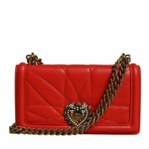 Dolce & Gabbana Sicily Crossbody Quilted Leather Women Red Crossbody Bags ONE SIZE Red