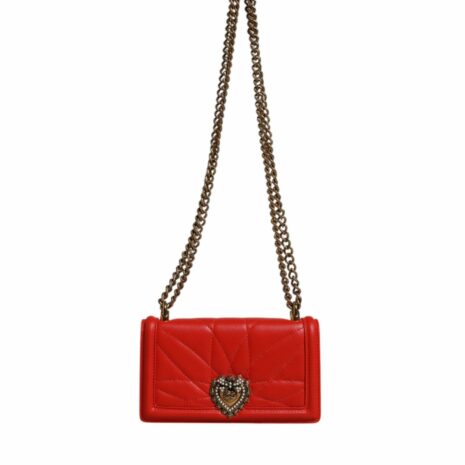 Dolce & Gabbana Sicily Crossbody Quilted Leather Women Red Crossbody Bags