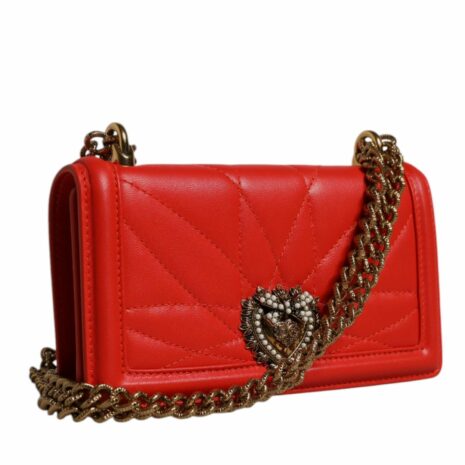 Dolce & Gabbana Sicily Crossbody Quilted Leather Women Red Crossbody Bags