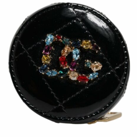 Dolce & Gabbana Compact Mirror Crystal Embellishment Women Black Wallets & Pouches ONE SIZE Black