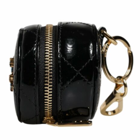 Dolce & Gabbana Compact Mirror Crystal Embellishment Women Black Wallets & Pouches