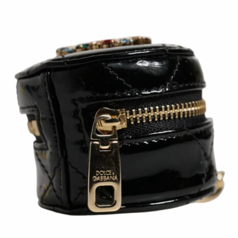 Dolce & Gabbana Compact Mirror Crystal Embellishment Women Black Wallets & Pouches