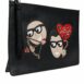 Dolce & Gabbana Leather Clutch with Appliqus Women Black Clutch Bags