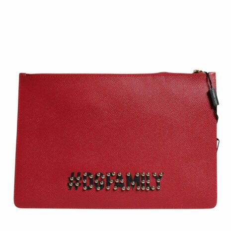 Dolce & Gabbana Sailor Applique Leather Clutch Women Red Clutch Bags