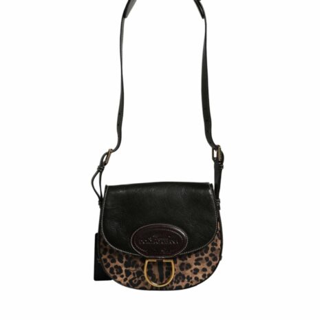 Dolce & Gabbana Leopard Print Leather Crossbody Bag Women Black And Brown Shoulder Bags