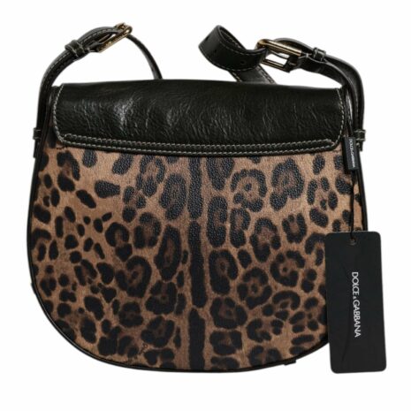 Dolce & Gabbana Leopard Print Leather Crossbody Bag Women Black And Brown Shoulder Bags
