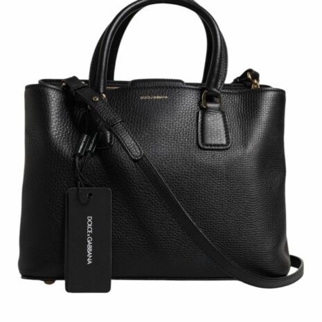 Dolce & Gabbana Pebbled Leather Tote Bag Women Black ONE SIZE Black