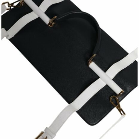 Dolce & Gabbana TwoTone Leather Shoulder Bag Women Blue And White