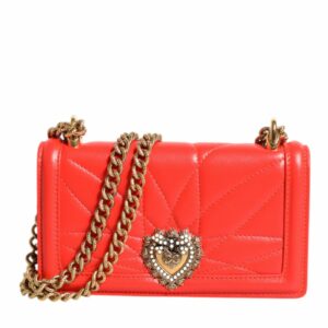 Dolce & Gabbana Sicily Crossbody Quilted Leather Women Red Crossbody Bags ONE SIZE Red