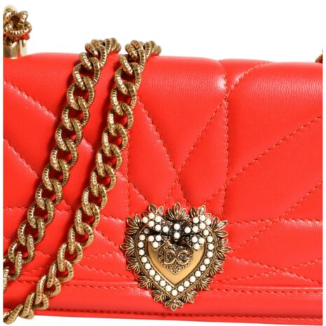 Dolce & Gabbana Sicily Crossbody Quilted Leather Women Red Crossbody Bags