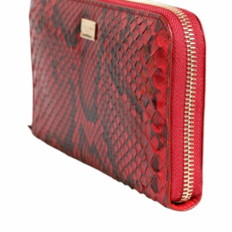 Dolce & Gabbana Snakeskin Zip Wallet Women Red Wallets & Pouches