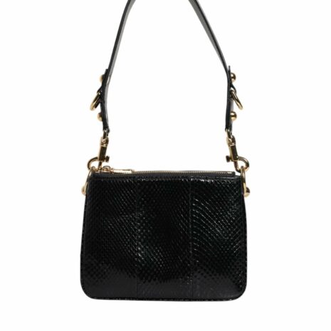 Dolce & Gabbana Snakeskin Leather Zip Shoulder Bag Women Black ONE SIZE Black