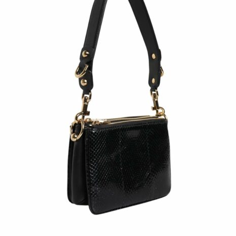 Dolce & Gabbana Snakeskin Leather Zip Shoulder Bag Women Black