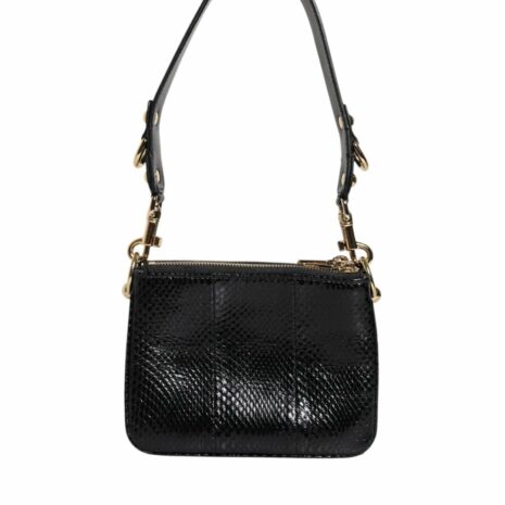 Dolce & Gabbana Snakeskin Leather Zip Shoulder Bag Women Black