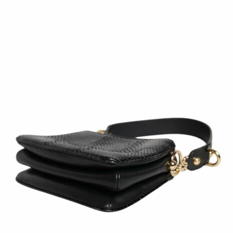 Dolce & Gabbana Snakeskin Leather Zip Shoulder Bag Women Black