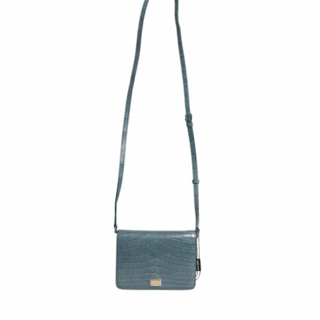 Dolce & Gabbana Croc Embossed Leather Crossbody Women Green Crossbody Bags
