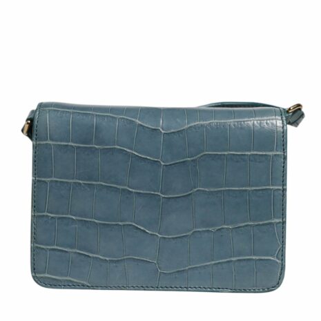 Dolce & Gabbana Croc Embossed Leather Crossbody Women Green Crossbody Bags