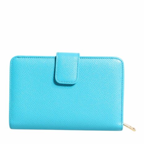 Dolce & Gabbana Pebbled Leather Wallet Snap Closure Women Light Blue Wallets & Pouches