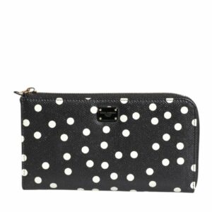 Dolce & Gabbana Polka Dot Zip Around Wallet Women Black And White Wallets & Pouches ONE SIZE Black And White