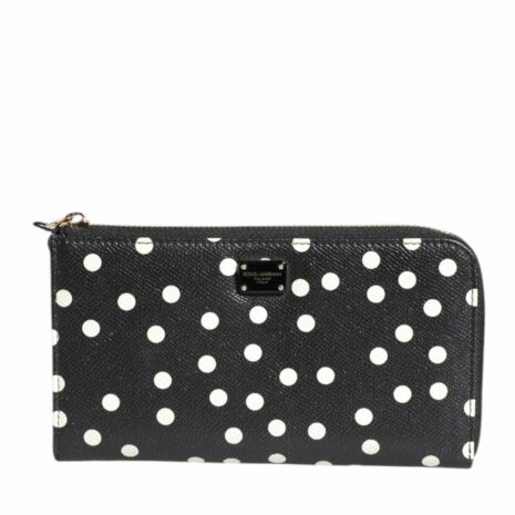 Dolce & Gabbana Polka Dot Zip Around Wallet Women Black And White Wallets & Pouches ONE SIZE Black And White