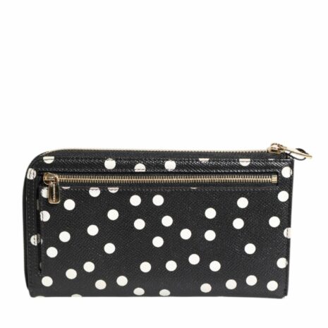 Dolce & Gabbana Polka Dot Zip Around Wallet Women Black And White Wallets & Pouches