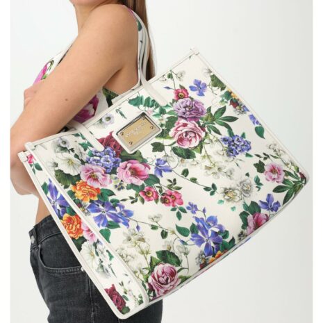 Dolce & Gabbana Floral Canvas Tote Bag Women Multicolor