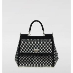 Dolce & Gabbana Sicily CrystalEmbellished Top Handle Bag Women Black Handbags ONE SIZE Black