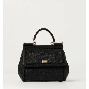 Dolce & Gabbana Sicily Embroidered Small Tote Women Black Clutch Bags ONE SIZE Black