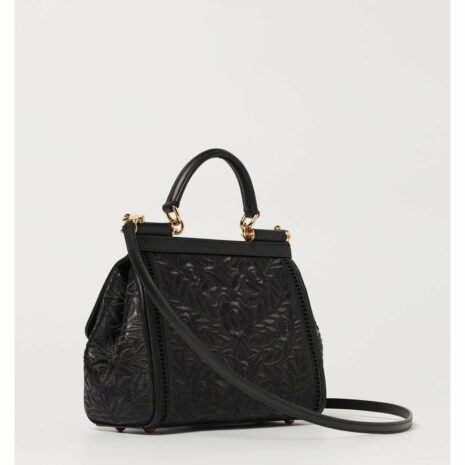Dolce & Gabbana Sicily Embroidered Small Tote Women Black Clutch Bags