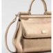 Dolce & Gabbana Sicily Metallic Leather Top Handle Bag Women Gold Clutch Bags